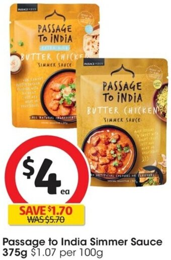Coles Passage to India Simmer Sauce 375g offer