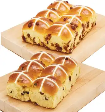 Woolworths Indugent Brioche with Fruit or Cadbury Choc Hot Cross Bun Varieties Pk 6* offer
