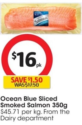 Coles Ocean Blue Sliced Smoked Salmon 350g offer
