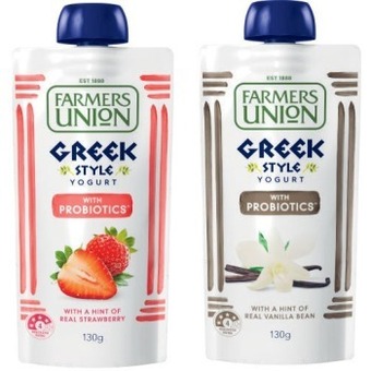 Coles Farmers union yogurt pouch 130g offer