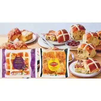 Coles Coles fruity brioche or vegemite & cheese hot cross buns 4 pack offer