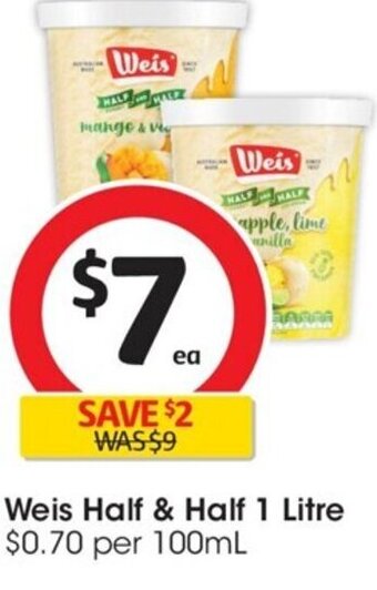 Coles Weis Half & Half 1 Litre offer