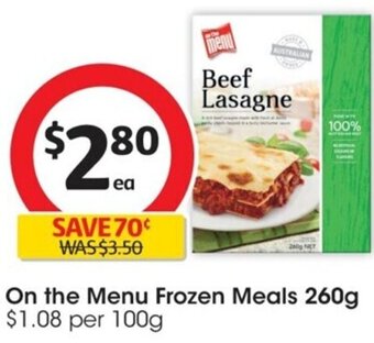 Coles On the Menu Frozen Meals 260g offer