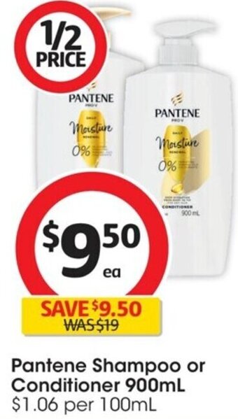 Coles Pantene Shampoo or Conditioner 900ml offer