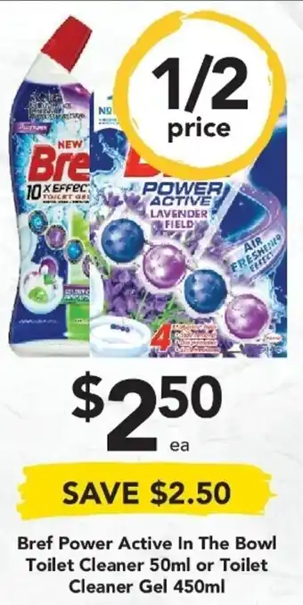 Drakes Bref Power Active In The Bowl Toilet Cleaner 50ml or Toilet Cleaner Gel 450ml offer