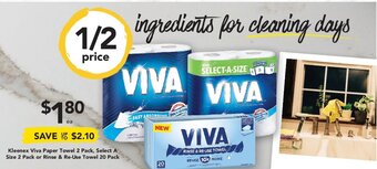 Drakes Kleenex Viva Paper Towel 2 Pack, Select A Size 2 Pack or Rinse & Re-Use Towel 20 Pack offer
