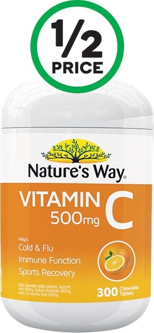 Woolworths Natureu2019s Way Vitamin C Orange 500mg Pk 300# offer