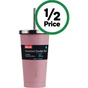 Woolworths Decor insulated double wall tumbler 450ml assorted each offer
