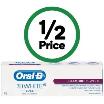 Woolworths Oral-b 3d white toothpaste 95g offer