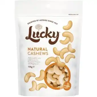 Woolworths Lucky natural cashews 150g offer