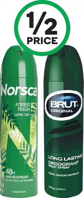 Woolworths Brut or Norsca Aerosol Deodorant 245ml offer
