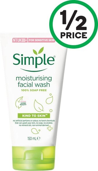 Woolworths Simple Kind to Skin Facial Wash Moisturising 150ml offer