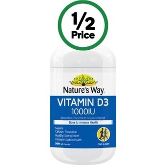 Woolworths Nature’s way vitamin d3 1000iu capsules pk 300# offer