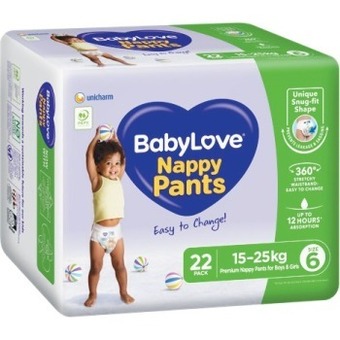Woolworths Babylove bulk nappy pants pk 22-38 offer