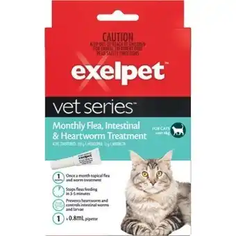 Exelpet vet series flea intestinal & heartworm treatment cats ea