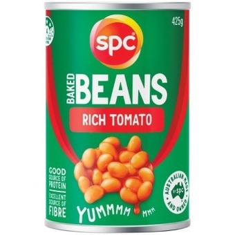 Woolworths Spc baked beans or spaghetti 420-425g offer
