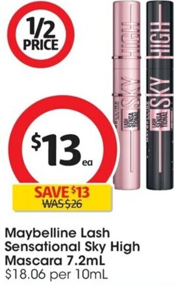 Coles Maybelline Lash Sensational Sky High Mascara 7.2ml offer
