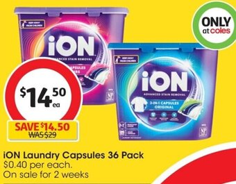 Coles iOn Laundry Capsules 36 Pack offer