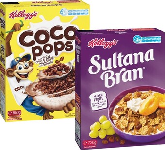 Woolworths Kelloggu2019s Coco Pops 650g or Sultana Bran Original 730g offer