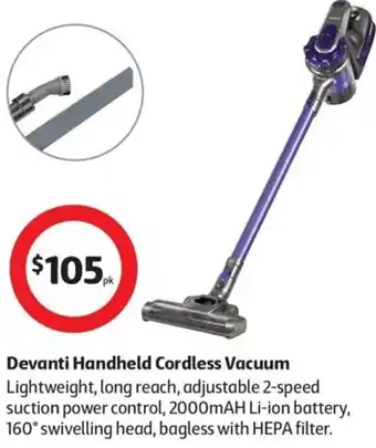 Coles Devanti Handheld Cordless Vacuum offer