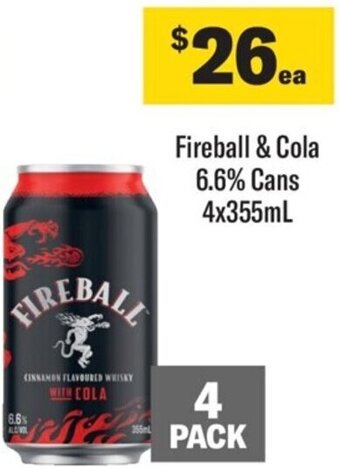 Fireball & Cola 6.6% Cans 4x355ml