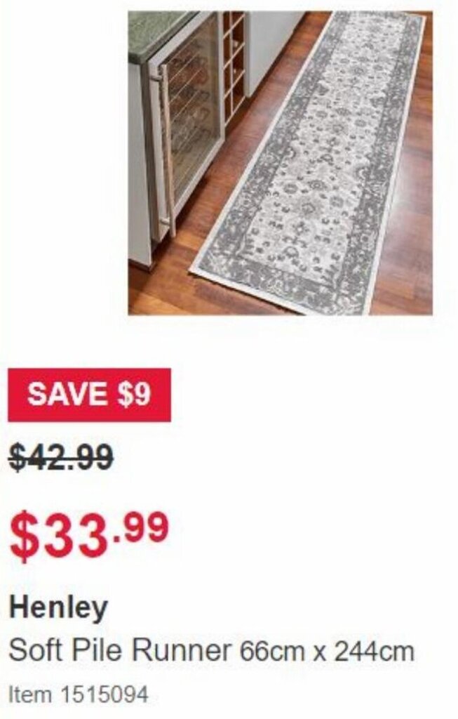 Henley Soft Pile Runner 66cm x 244cm offer at Costco