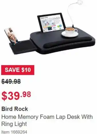 Costco Bird Rock Home Memory Foam Lap Desk With Ring Light offer