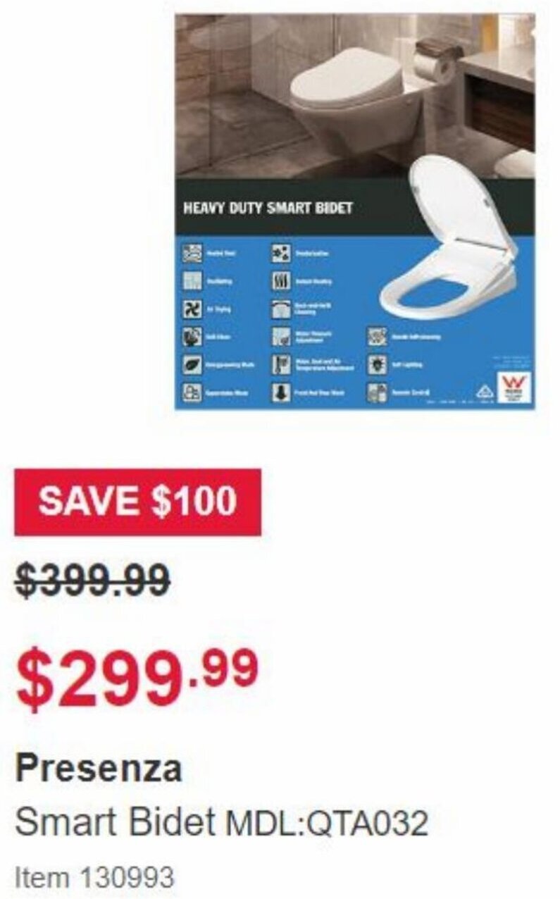 Presenza Smart Bidet MDL offer at Costco