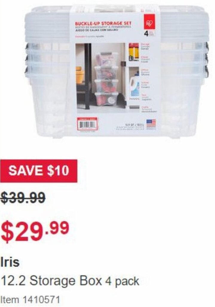 Iris 12.2 Storage Box 4 Pack offer at Costco