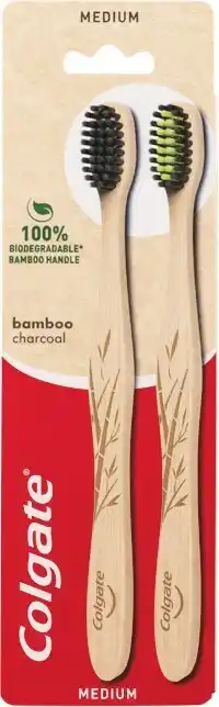NEW Colgate Bamboo Toothbrush Pk 2