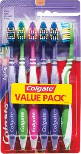 Woolworths Colgate Zigzag Deep Interdental Clean Toothbrush Soft Pk 6 offer