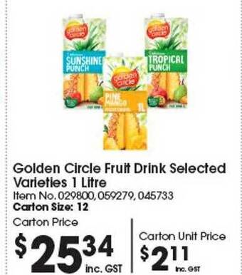 Campbells Wholesale Golden circle fruit drink offer