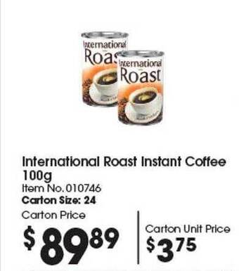 Campbells Wholesale International roast instant coffee offer
