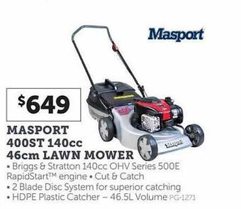 Masport 400st 140cc 46cm lawn mower