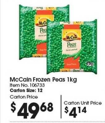 Campbells Wholesale Mccain frozen peas offer