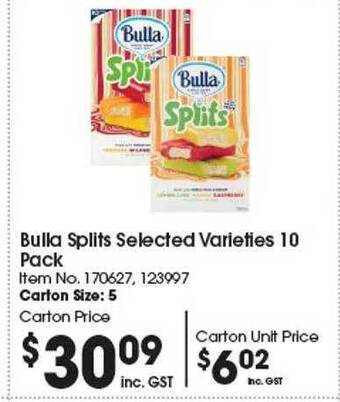 Campbells Wholesale Bulla splits selected varieties offer