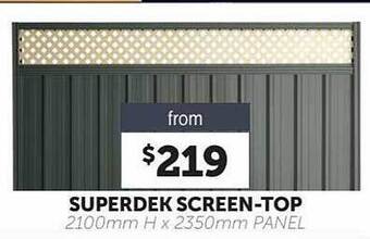 Stratco Superdek screen-top offer