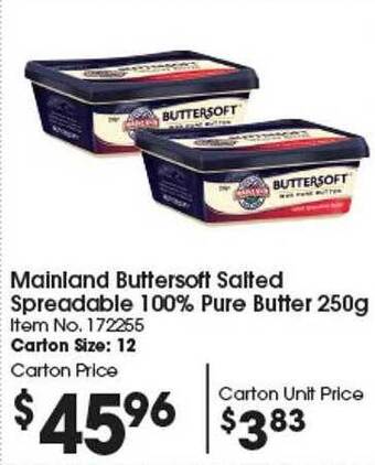Mainland buttersoft salted spreadable 100% pure butter