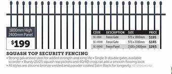 Stratco Squash top security fencing offer