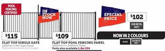 Stratco Flat top single gate flat top pool fencing panel offer