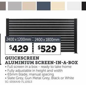 Stratco Quickscreen aluminium screen-in-a-box offer