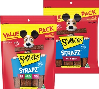 Woolworths Schmackos Strapz Dog Treats 500g offer