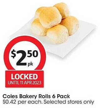 Coles Coles bakery rolls 6 pack offer