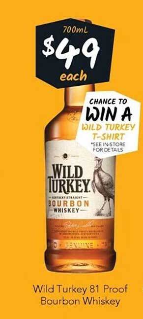 Cellarbrations Wild turkey 81 proof bourbon whiskey offer