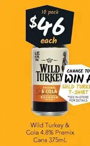 Cellarbrations Wild turkey cola premix cans offer