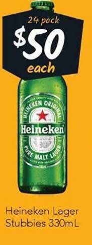 Cellarbrations Heineken lager stubbies offer
