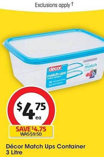 Coles Décor match ups container 3 litre offer