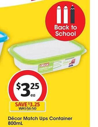 Coles Décor match ups container 800ml offer