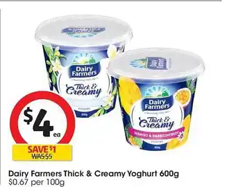Coles Dairy farmers thick & creamy yoghurt offer