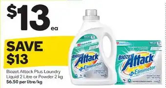Woolworths Biozet attack plus laundry liquid or powder offer